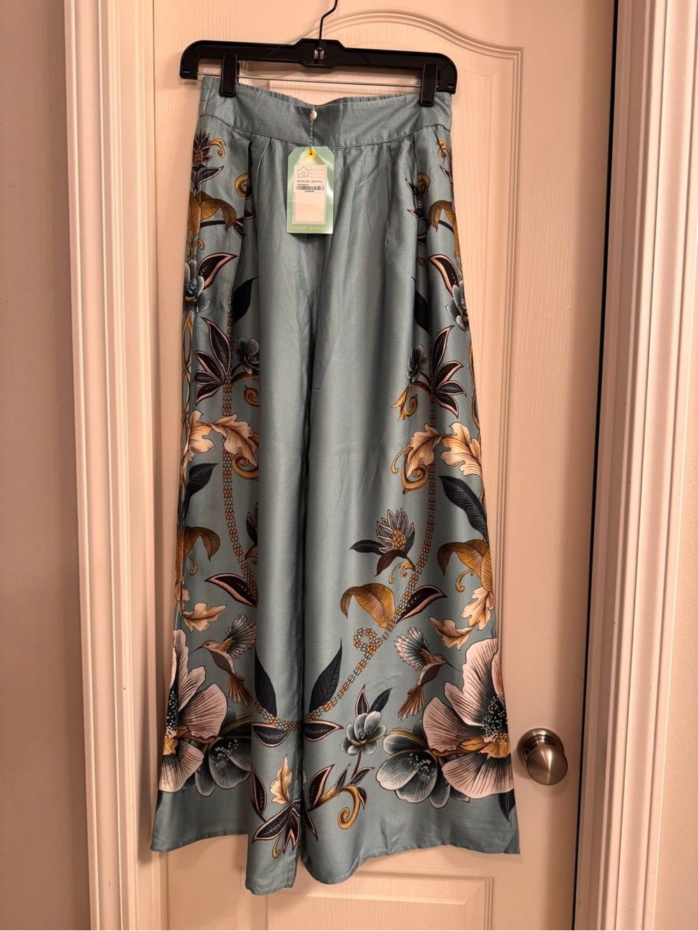FARM RIO Sky Blue Wide-Leg Floral Pants - Picture 2 of 3